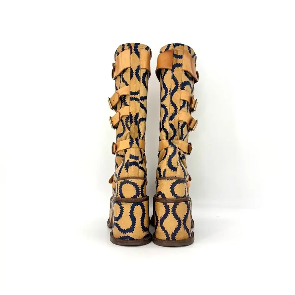 Vivienne Westwood Runway 2013 Pirate Clomper Squiggle Print Platform Boots 36